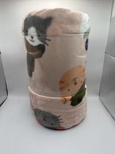 The Big One Fall Cats Oversized Supersoft Plüsch Überwurf Decke 5’x6’ Pfirsich/Rosa - Bild 6 von 6