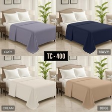 Premium Cotton Flat sheet Set 400TC Hotel Quality Bed Top Sheets + Pillowcases