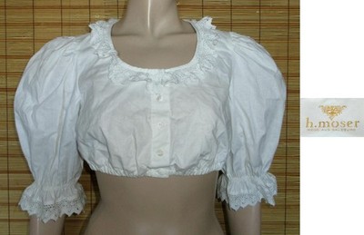 WEISSE DIRNDLBLUSE - TRACHTENBLUSE - SPITZE - COTTON - VINTAGE - H.MOSER - GR.40