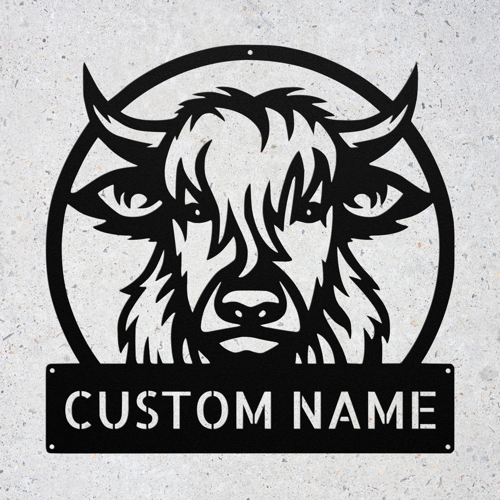 Custom Highland Cow Metal Sign Personalized Farmhouse Wall Art Home Garden Decor