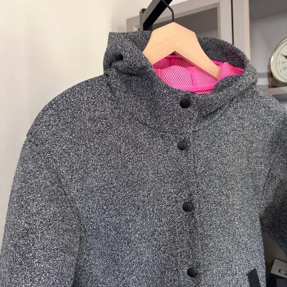 Chaqueta con Capucha T By Alexander Wang Negra Blanca Frontal a Presión XS NUEVA Gris Rosa Forrada Foto 2 de 4