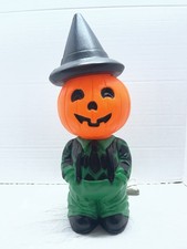 RARE Vintage Mr. Blinky Farmer Jack O Lantern Blow Mold 1103 Halloween Green