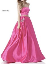 Sherri Hill Prom Dress 51649 15551649 Crop top Skirt w pockets Fuchsia Pink Sz 2