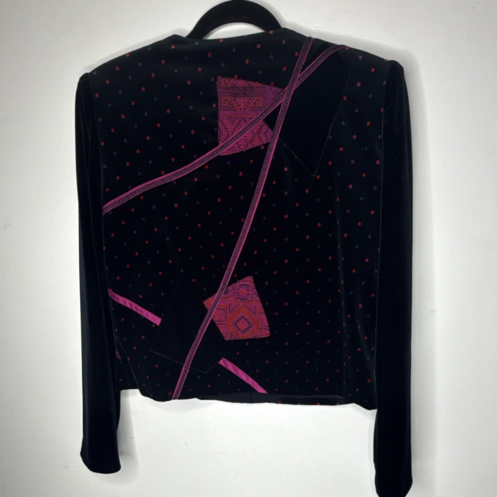 Canvasbacks Black Patchwork Polka Dot Button Jack… - image 6