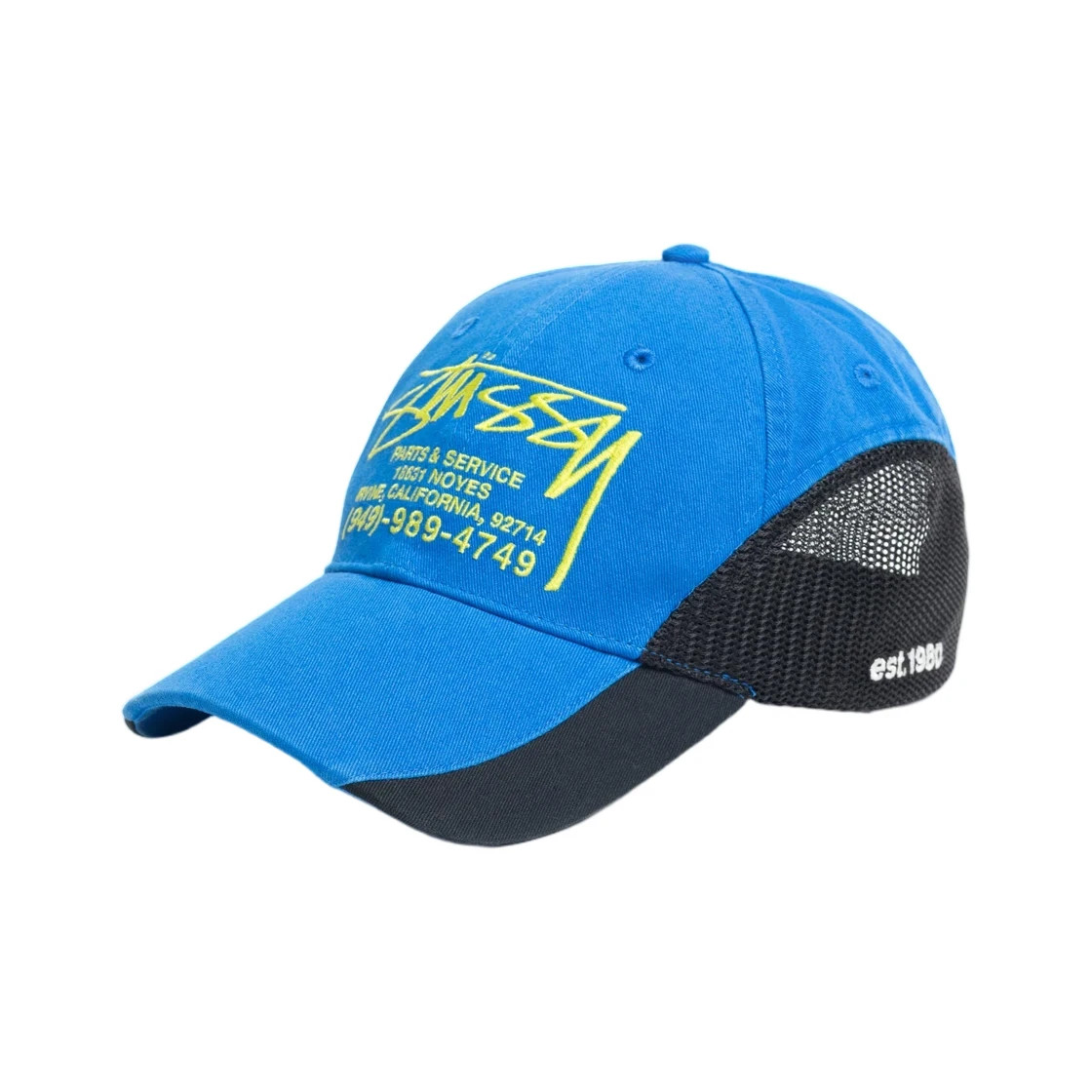 Stussy Parts & Service Mesh Cap Blue Snapback Streetwear Hat