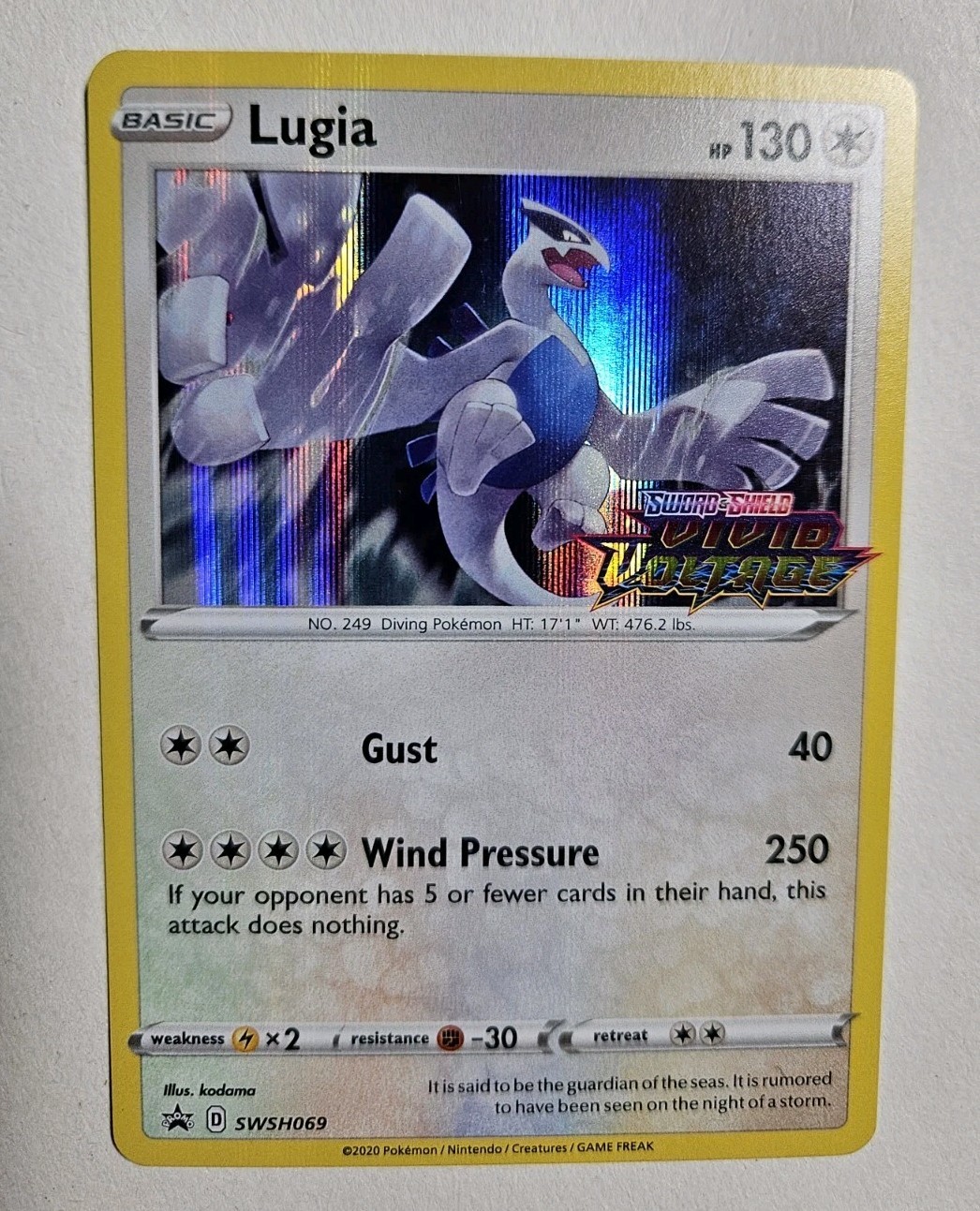 Pokémon TCG Lugia SWSH069 Vivid Voltage Stamped Promo Near Mint