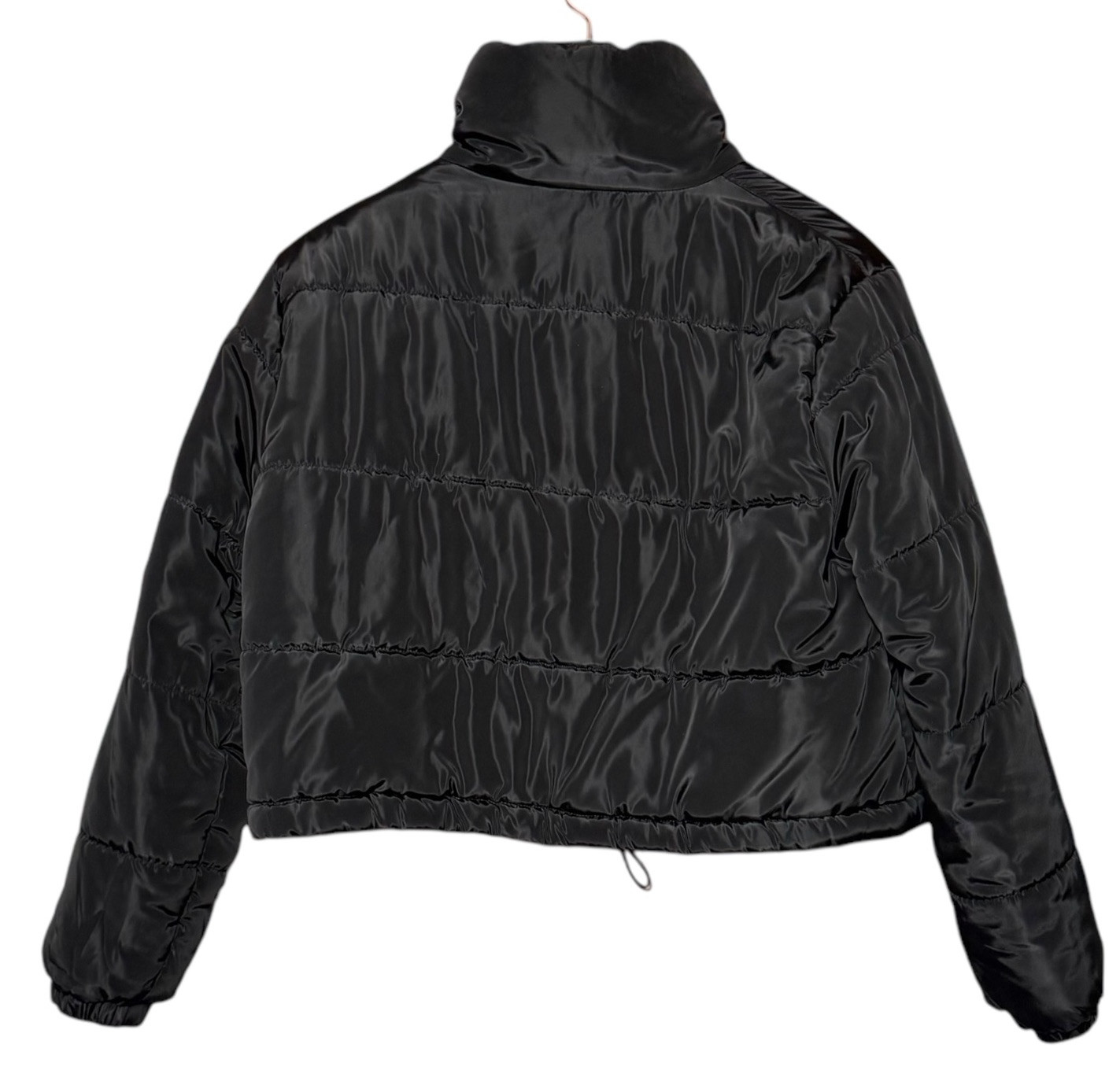 Shein Black Crop Puff Jacket Drawstring Pockets W… - image 7