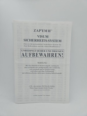 Zak McKracken Anleitung Sicherheitssystem and the alien mindbenters ZEP´EM II