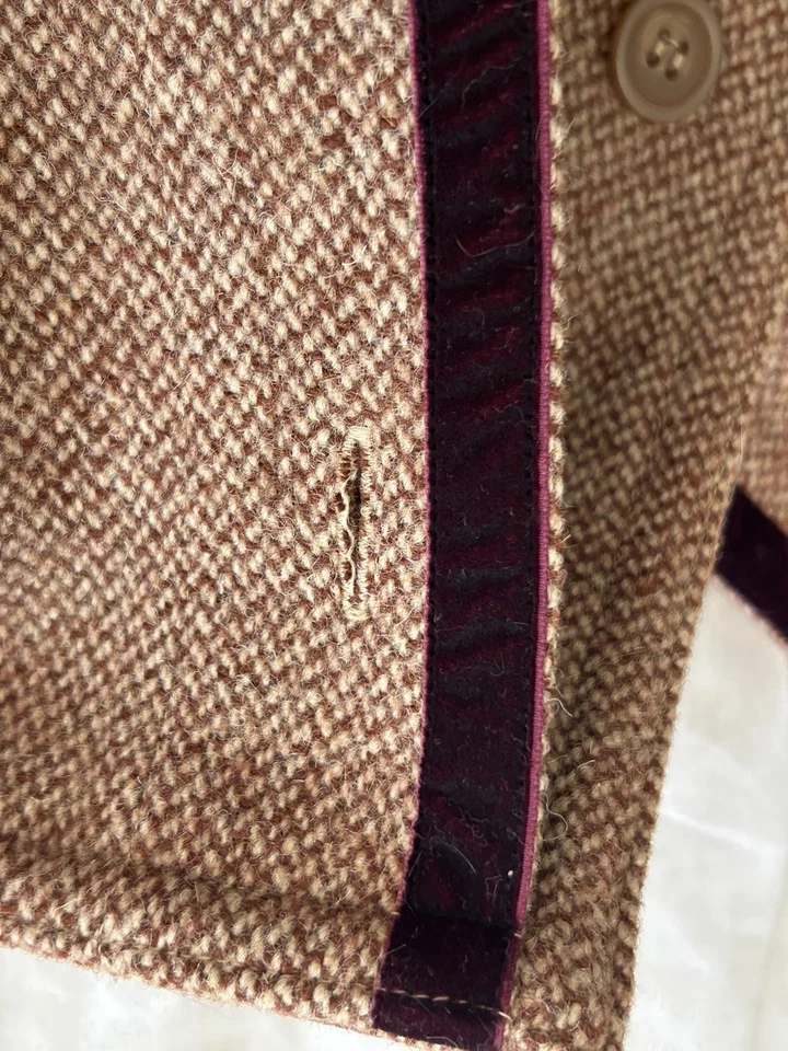 Funda de almohada de lana de tweed Ralph Lauren Barrington Brittany (2) terciopelo borgoña KNG Foto 2 de 4