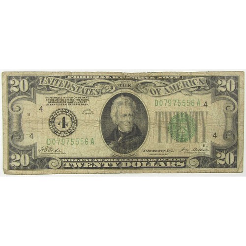 1928 $20 Small Size Federal Reserve Note VG Very Good Currency
