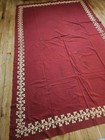 Antique Victorian Deep Red Wool Gold Embroidered Leaves Dress Fabric Yardage