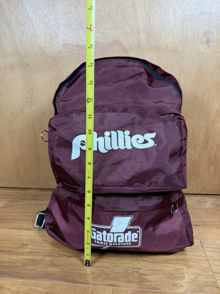 VTG 80s 90s Philadelphia Phillies Logo MLB Maroon Backpack Gatorade Travel RARE - Image 3 of 4