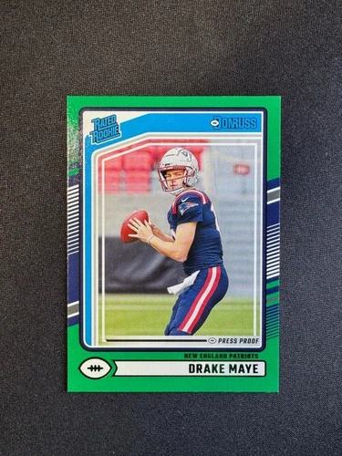 2024 Panini Donruss Rated Rookie Drake Maye RC Press Proof Green #379 Patriots