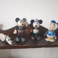 Young Epoch Wind-Up Tin Toy Figure Mickey Mouse Minnie Donald Pluto 4pcs Set
