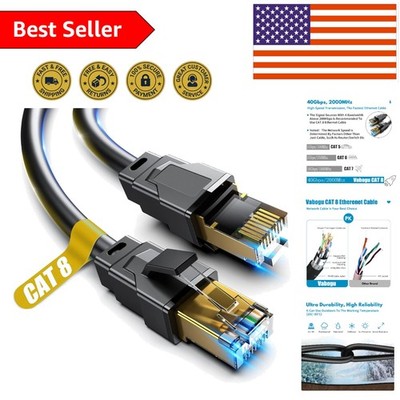 Weatherproof Cat 8 Ethernet Cable, 40Gbps, Ideal for Indoor/Outdoor Connections