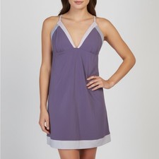 Victoria  s Secret Chemise Slip Nightie Purple Lavender Contrast Trim Size L Y2K