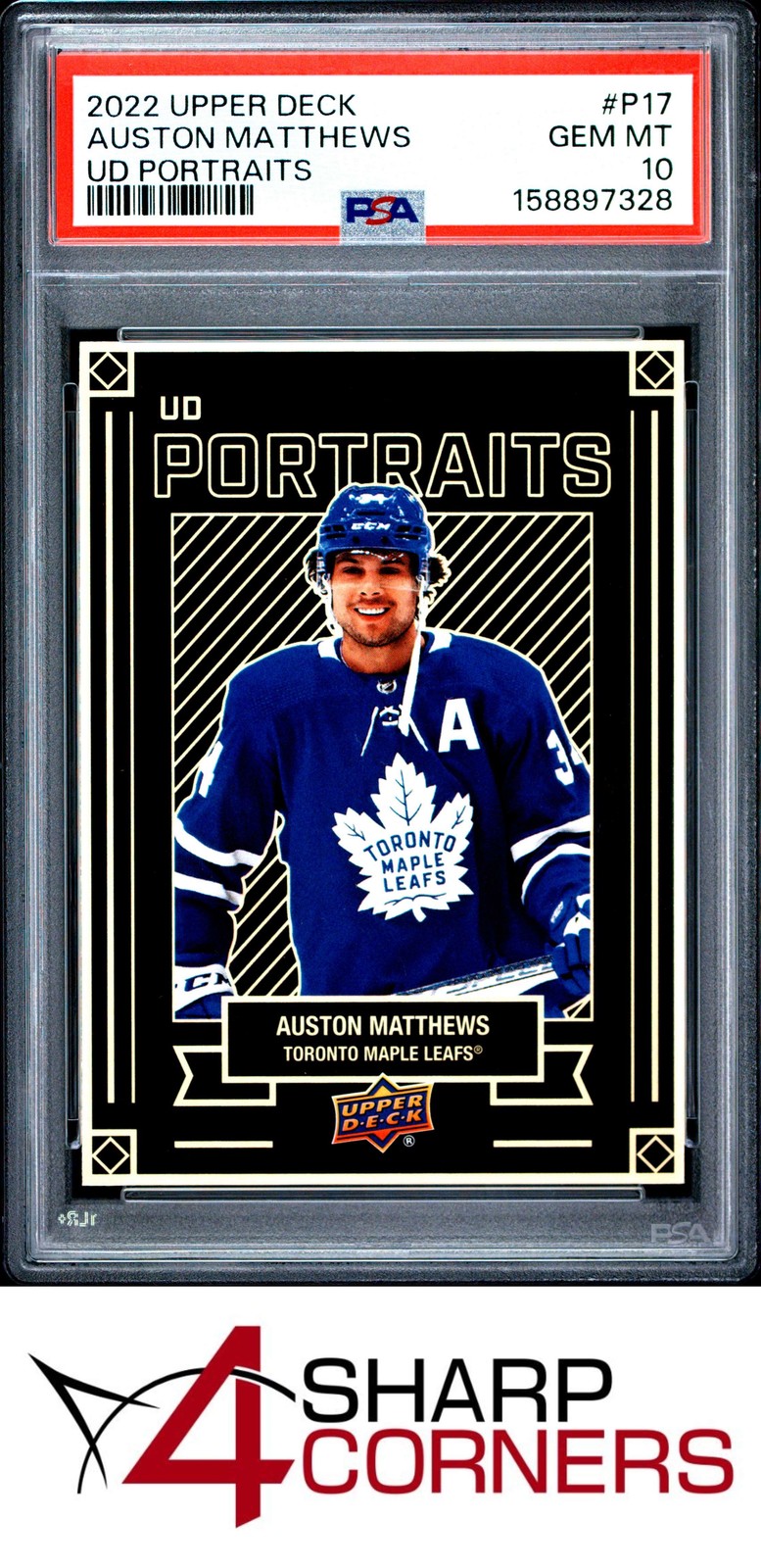 2022 UPPER DECK UD PORTRAITS #P17 AUSTON MATTHEWS POP 4 PSA 10