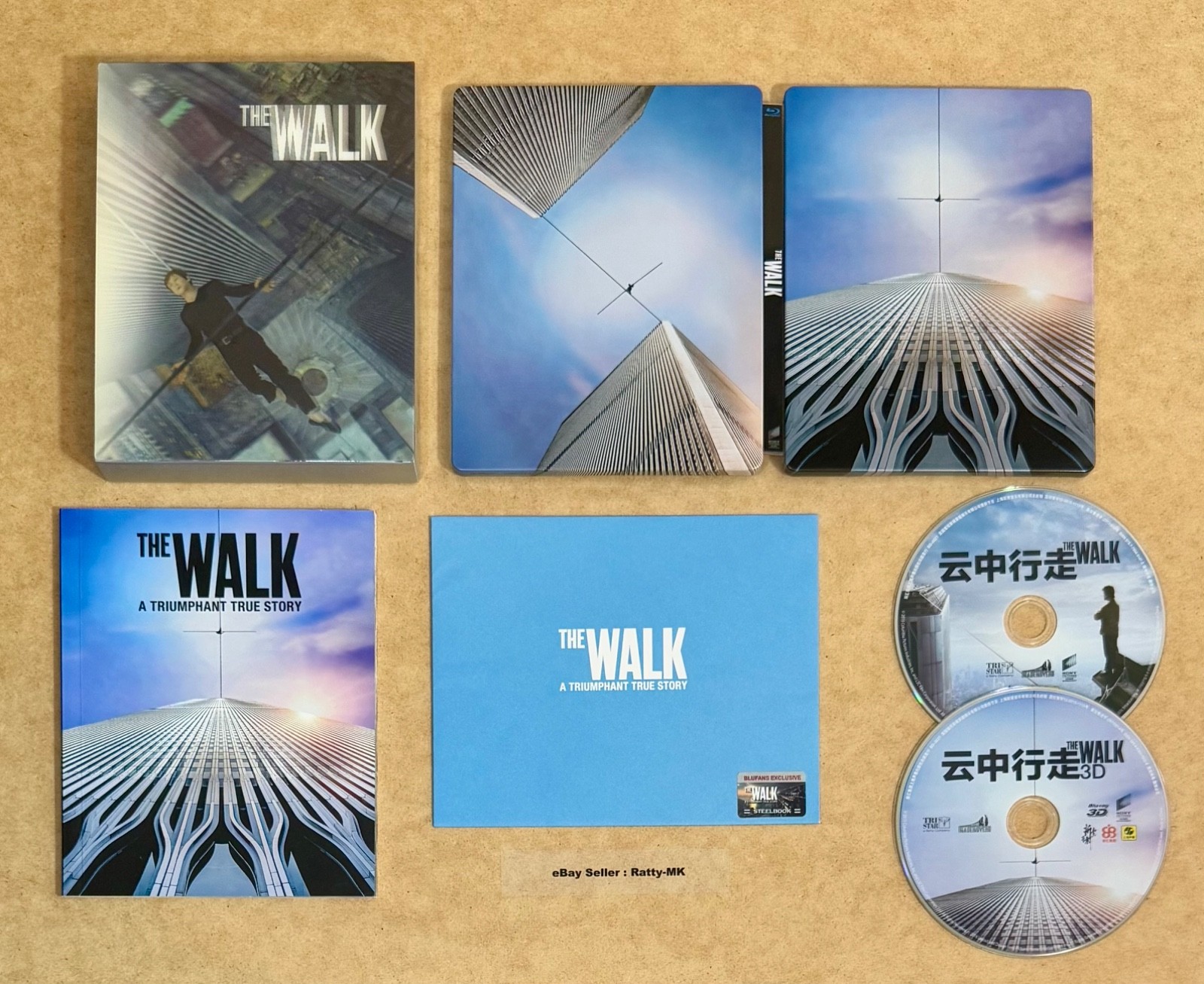 THE WALK - BLUFANS 3D + 2D BLU RAY STEELBOOK  (READ DESCRIPTION)