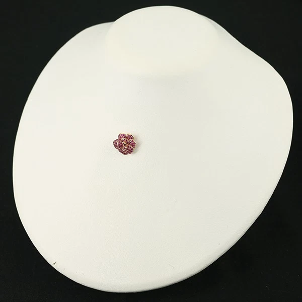 Ruby Paved Flower Pendant 18K 750 Rose Gold  - Image 4 of 4