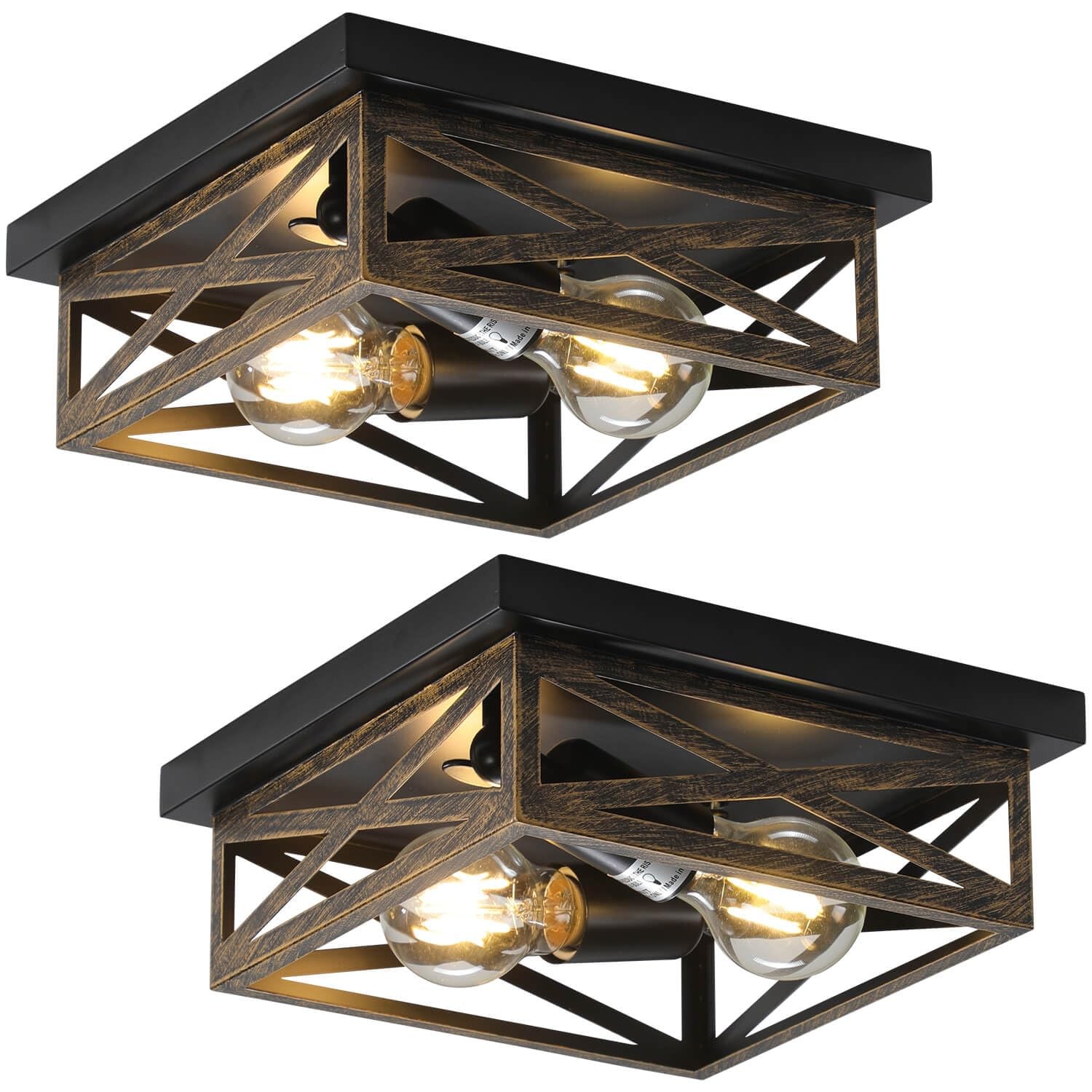 2Pack Rustic Flush Mount Ceiling Light Fixture, Modern Farmhouse Light Fixtur...
