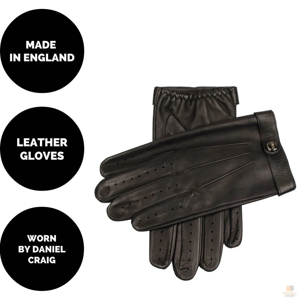Dents Mens Unlined Leather Driving Gloves Made In England (UK) Daniel Craig Flem