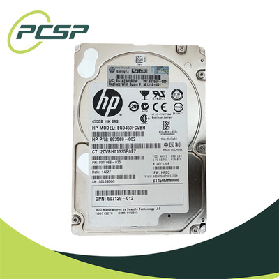 HP EG0450FCVBH 450GB 10K SAS 2.5in SFF Dual Port Hard Drive 693569-002