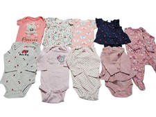 Mixed Lot 9 Pcs Girl's Onesies Short  Long Sleeves 0-3 Months 8  6 Month 1 