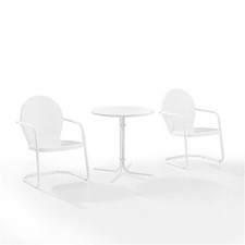 Crosley Furniture Griffith 3 Piece Metal Outdoor Bistro Set in White Gloss