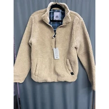 Rainforest Jacket Men's Small Beige Fleece Lined Long Sleeve Full Zip Pockets C6