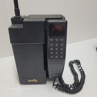 Vintage Philips FG 51 C Netz Autotelefon "Philips Porty" Ende 80er für Sammler