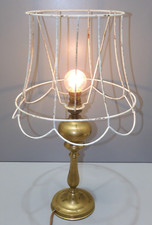 -LAMPE A POSER ANCIENNE PIED LAMPE PETROLE LAITON ABAT JOUR NU déco XXe     D