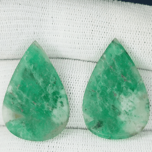 37.45Cts Ultra Rare Color Natural Colombia Emerald Pear Pair...!!!! - Picture 2 of 2