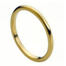 Tungsten Ring Band High Polished Yellow Gold Tone For Men Women