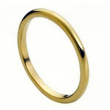 Tungsten Ring Band High Polished Yellow Gold Tone For Men & Women