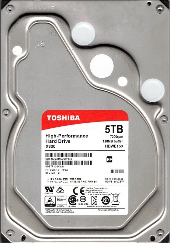Disque Dur Interne Toshiba 5TB X300 Modèle HDWE150UZSVA - Occasion