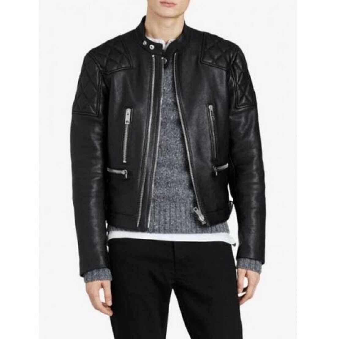 $2595 Burberry Men's London Black Leather Diamond Quilted $2595 Burberry Men's London Black Leather Diamond Quilted