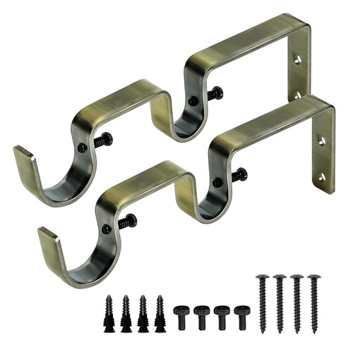 Soportes de varilla de cortina doble de 2/3 piezas - Soportes de pared de metal resistente para barras de cortina - Imagen 12 de 44