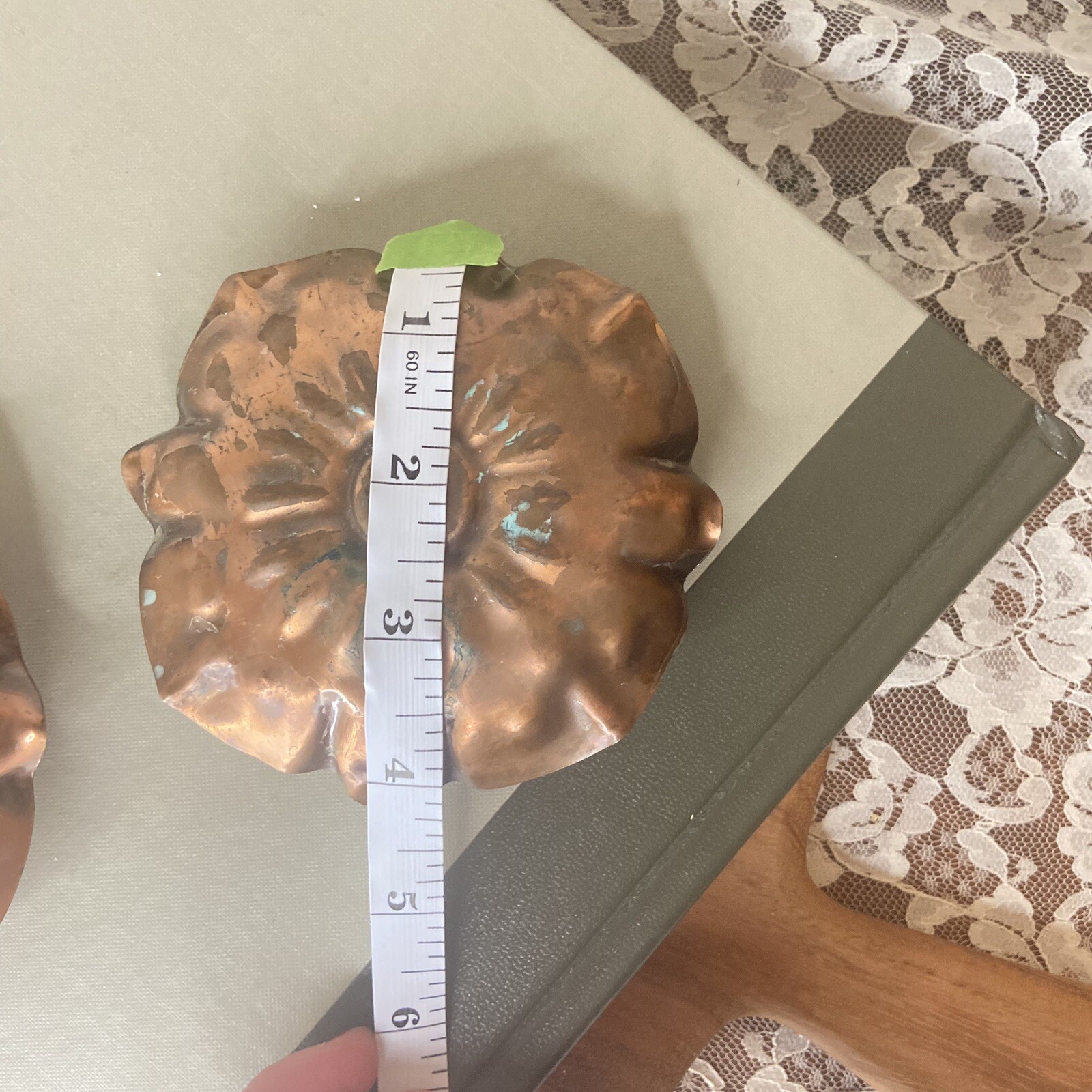 Vintage Gregorian Candle Holder Solid Copper Flowers Made in U.S.A. Aged