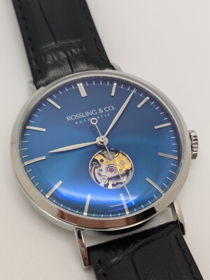 Rossling & Co. Metropolitan Automatic Watch: Blue Open-Heart 40mm *Discontinued*