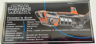 Lego Star Wars UCS Custom Style Sticker for Fennec's Ship by SwBrickDesigns