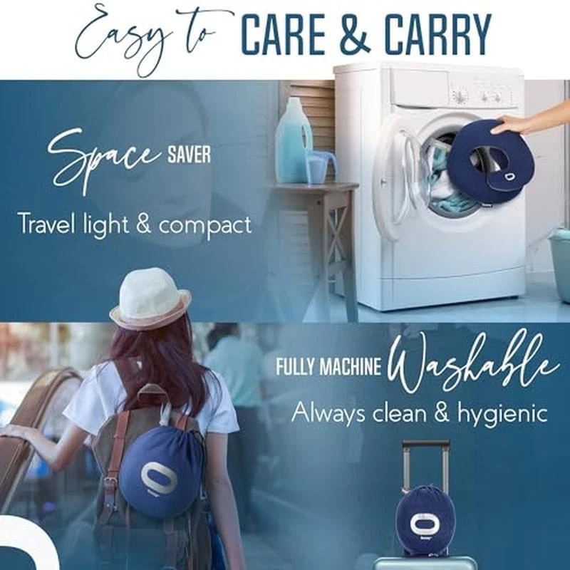 Ergonomic Travel Pillow with Double Support for Neck and Chin Easy to Clean