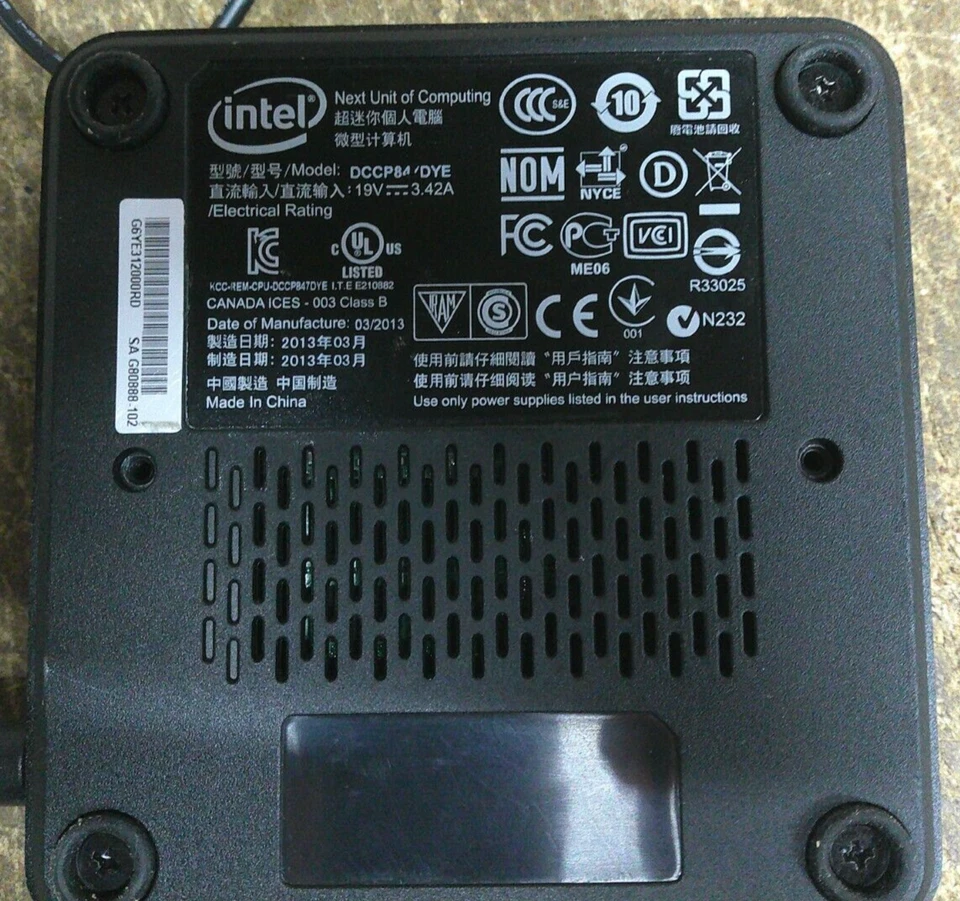 Intel NUC DCCP847DYE Celeron 847E 1.1 GHz 4 GB RAM 60GB SSD Win 10 Pro Mini PC - Image 3 of 3