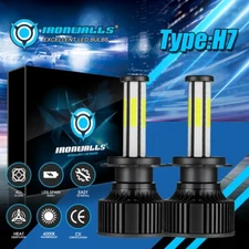 6-Sides H7 LED Headlight Bulbs Conversion Kit High / Low Beam 6000K Super White