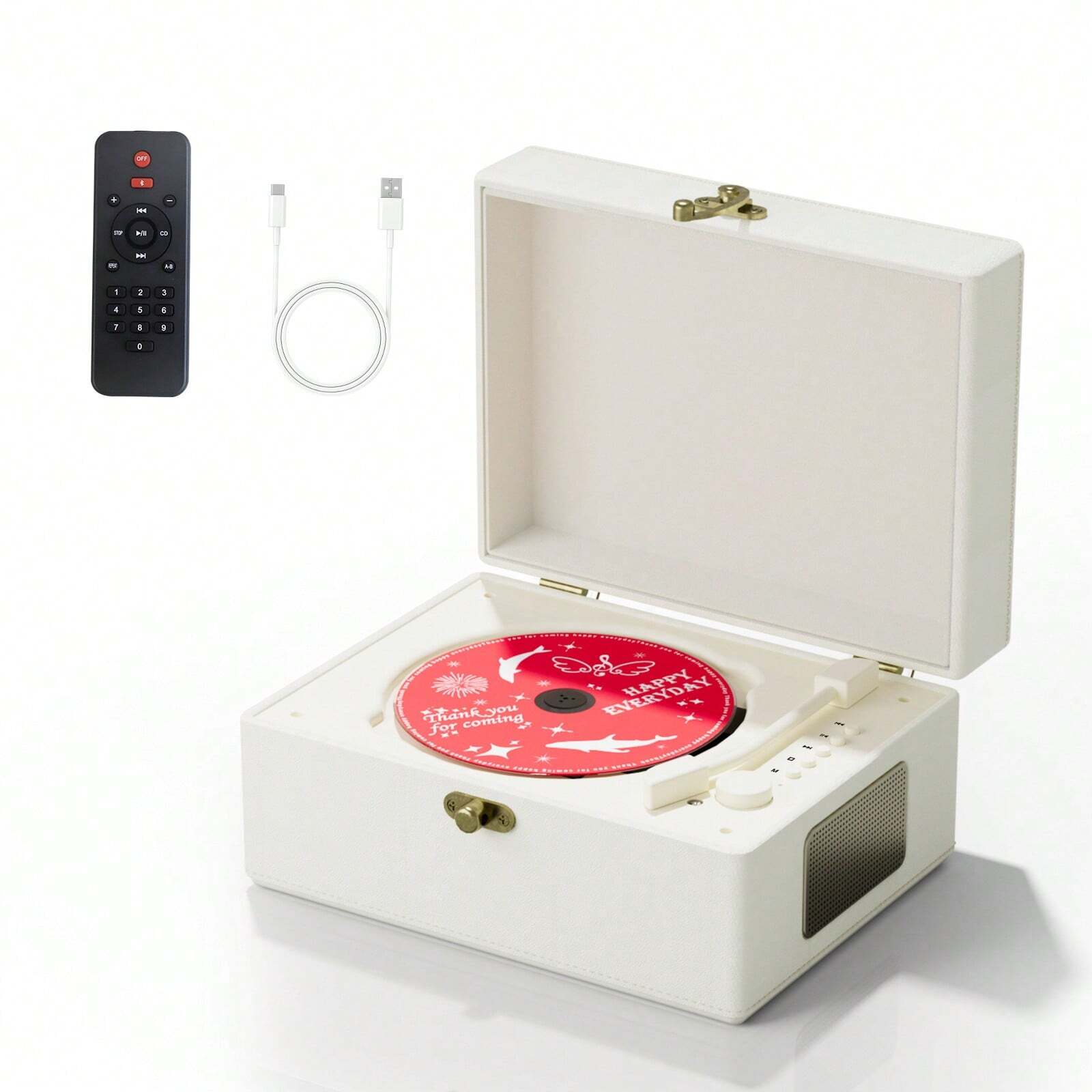 Yintiny Rechargeable Leather CD Player with Bluetooth Transmitter and Speaker Functionality
