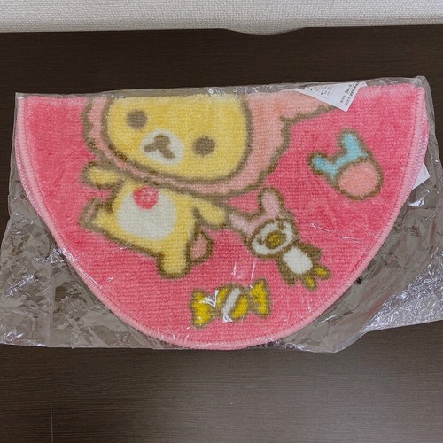 San-X Rilakkuma Korilakkuma Rug Mat Pink Strawberry Shaped Kawaii Character - Picture 24 of 24