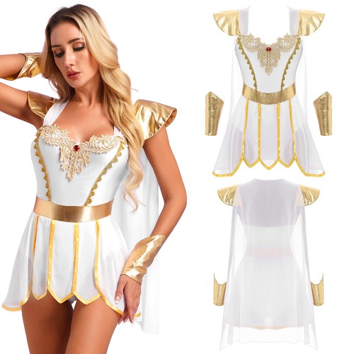 Women's Roman Empress Toga Dress Halloween Party Greek Queen Dress-Up Costume  - Picture 1 of 26