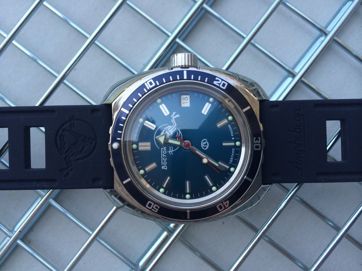 DIVER WATCH STRAP BAND 22MM BLUE SILICONE RUBBER CUSTOM FIT VOSTOK