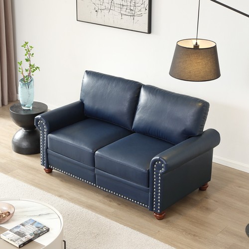 Classic Faux Leather Sofa Upholstered Couch with Nailhead Trim Removable Cushion - Picture 57 of 206