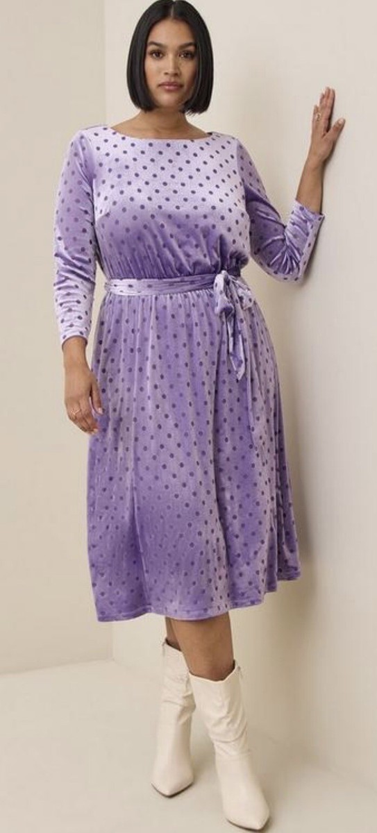plus size purple polka dot dress Plus Size Purple Spotty Dress RAFE- Plus Size Polka Dot Armhole Dress