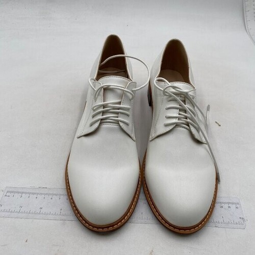 FSJ Men's Oxford Dress Shoes Classic Brogues Wing Tips Lace Up Round Toe White - Picture 2 of 7